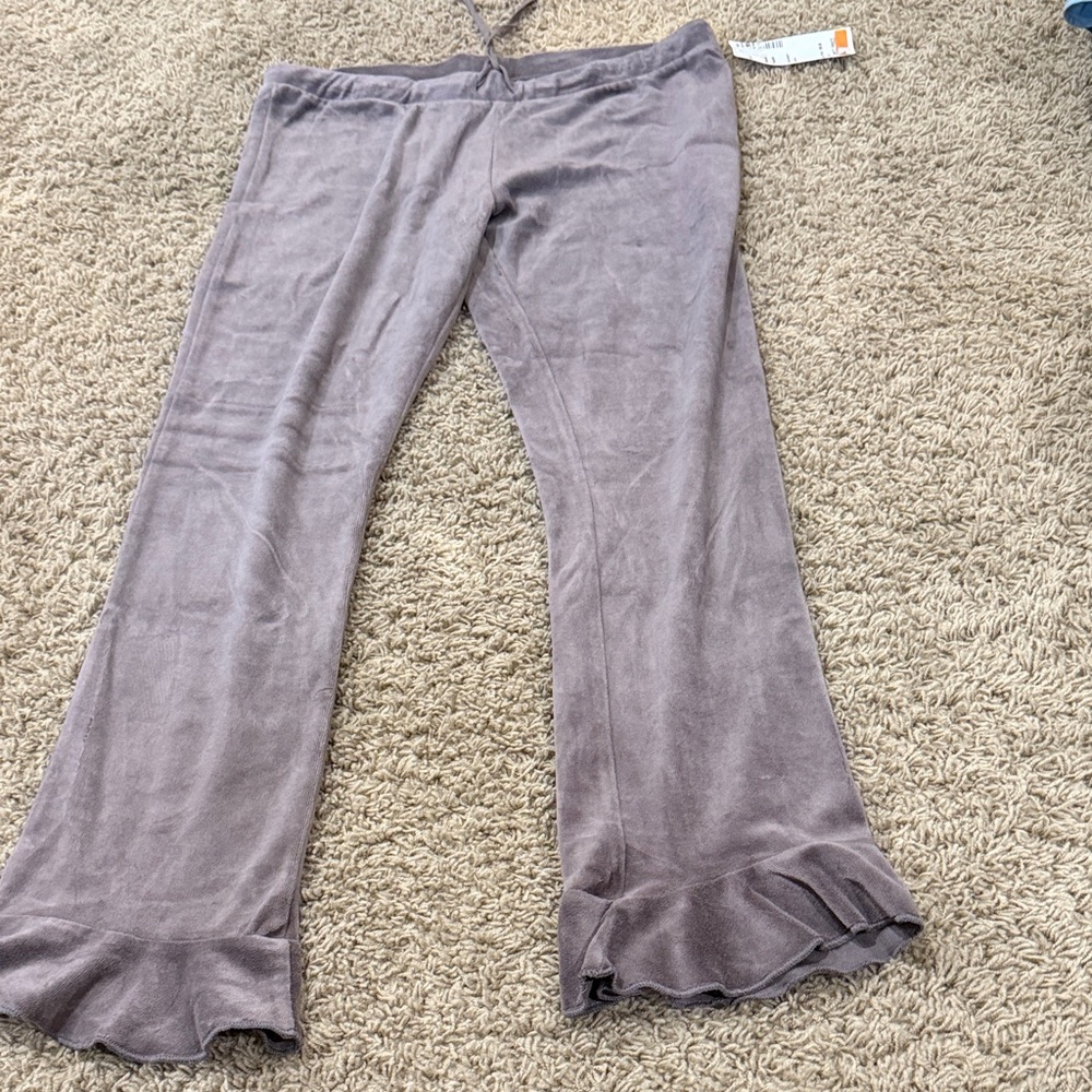 Ruffled Hem Gray Lounge Pants